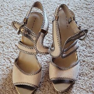 Tahari Women's Beige and Metallic Sandals
